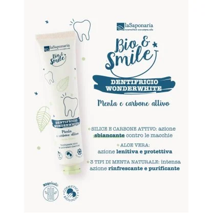 LA SAPONARIA - Dentifricio sbiancante WonderWhite Menta&Carbone - immagine 2